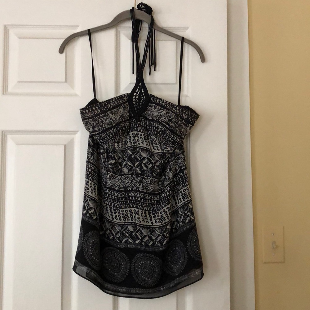 Dressy black and white halter top